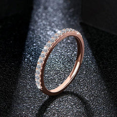 Rose Gold 18K Plated Diamond Pass Round Excellent Cut Total  Moissanite Ring Jewelry