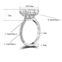 Diamond Rings Sparkling 5 Carats Oval High Carbon For Women Jewelry