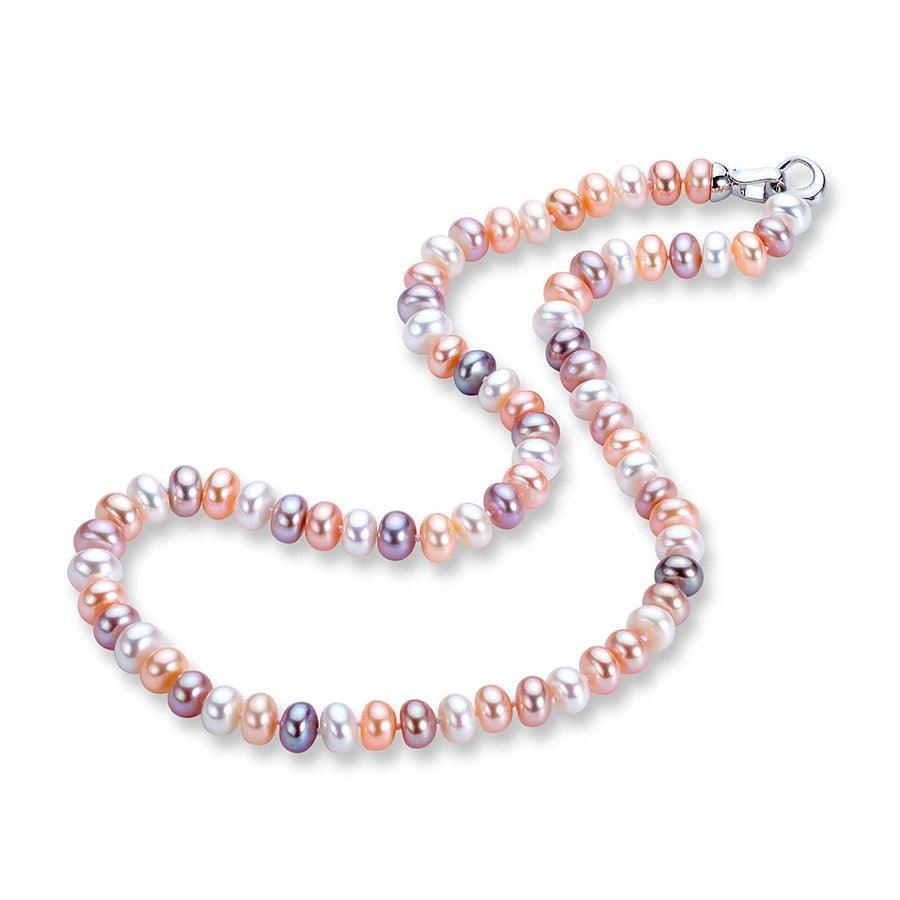 Natural Freshwater Pearl Necklace Neck Chain Multi-Color High Luster Pearls Jewelry 925 Silver Clasp