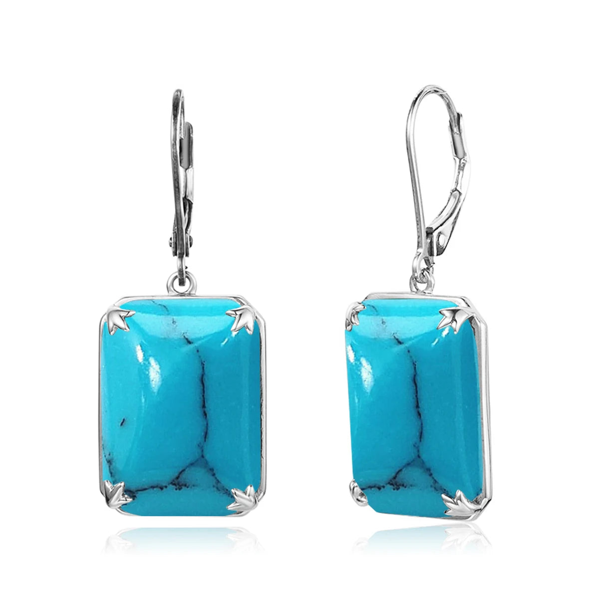 February Birthstone Rectangle Gemstones Drop Earrings Vintage Jewelry