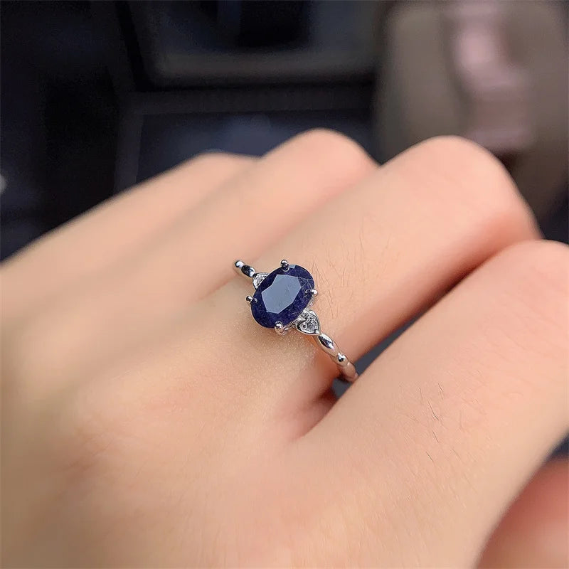 September Birthstone Fashion Rings Solid Sapphire Natural Gemstone