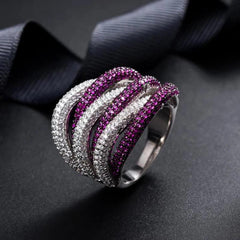 Moissanite rings purple and white stone stripe