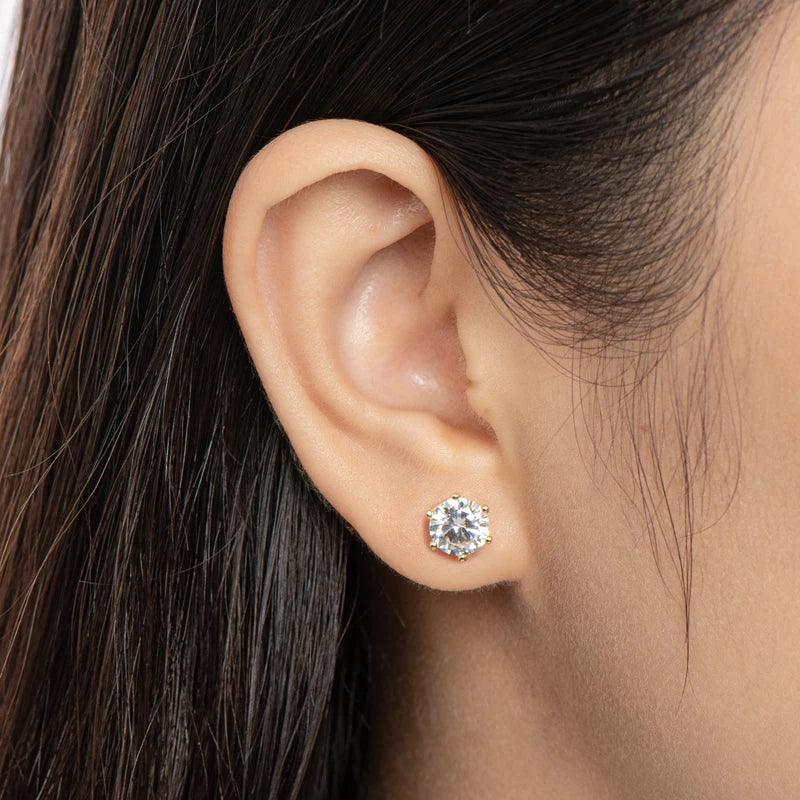 Moissanite Earrings Stud Sterling Silver 925 Sparkling Jewelry