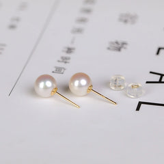 Pearl earrings Gold for Women Pure Natural Simple Fine Jewelry