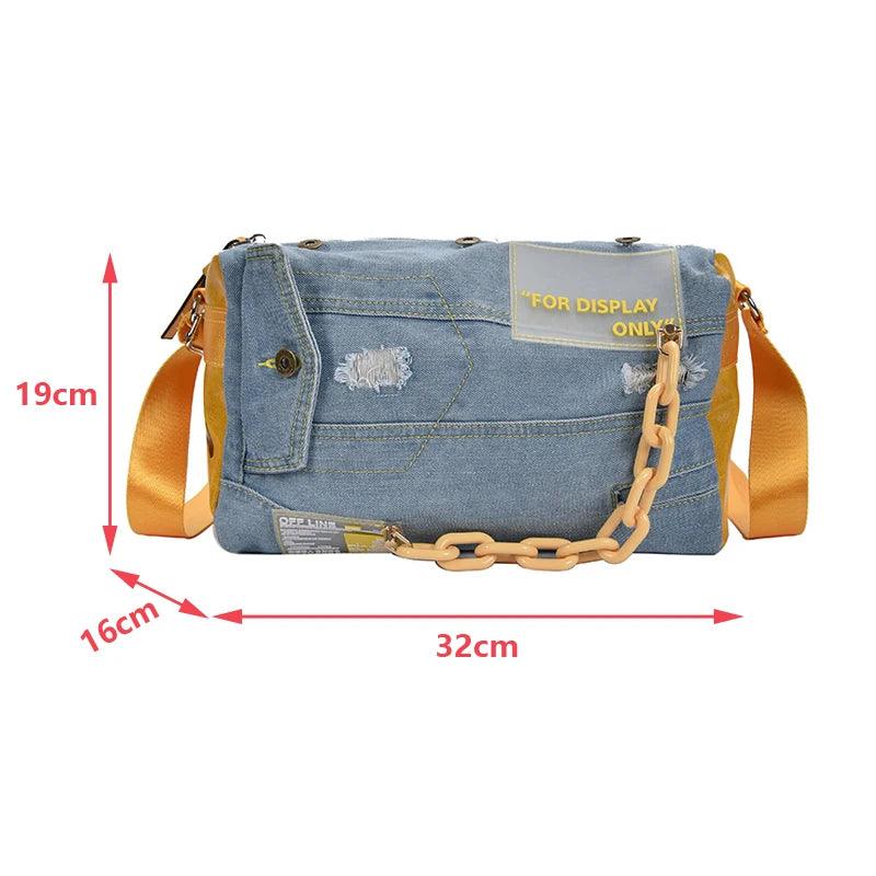 Fashion Denim Women Shoulder Bags Large Capacity Designer Luxury Blue