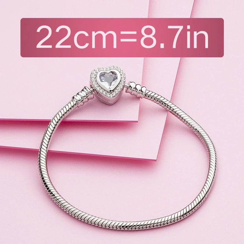 Personalized Snake Chain Bracelet Heart Clasp Charms Bracelets