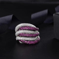 Moissanite rings purple and white stone stripe