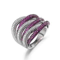 Moissanite rings purple and white stone stripe