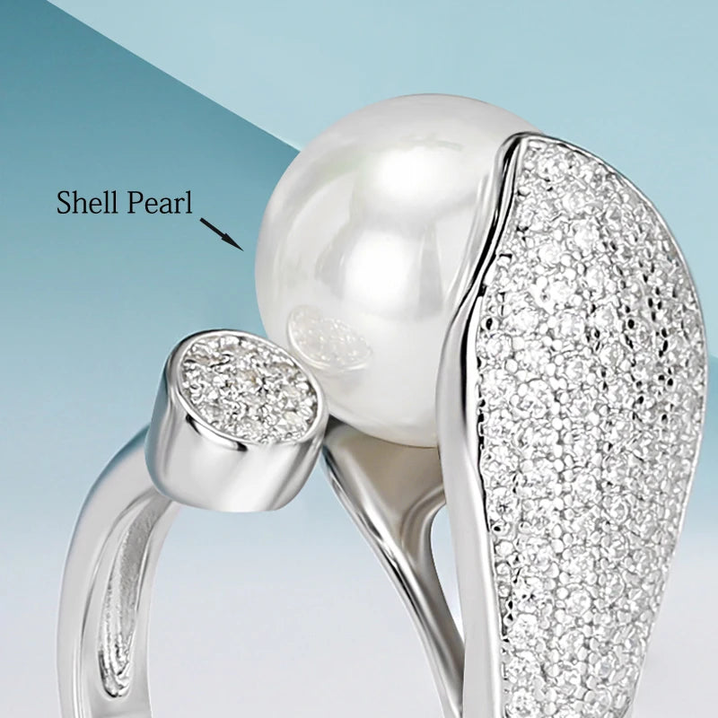 Moissanite rings Luxury Pearl Shell for Women