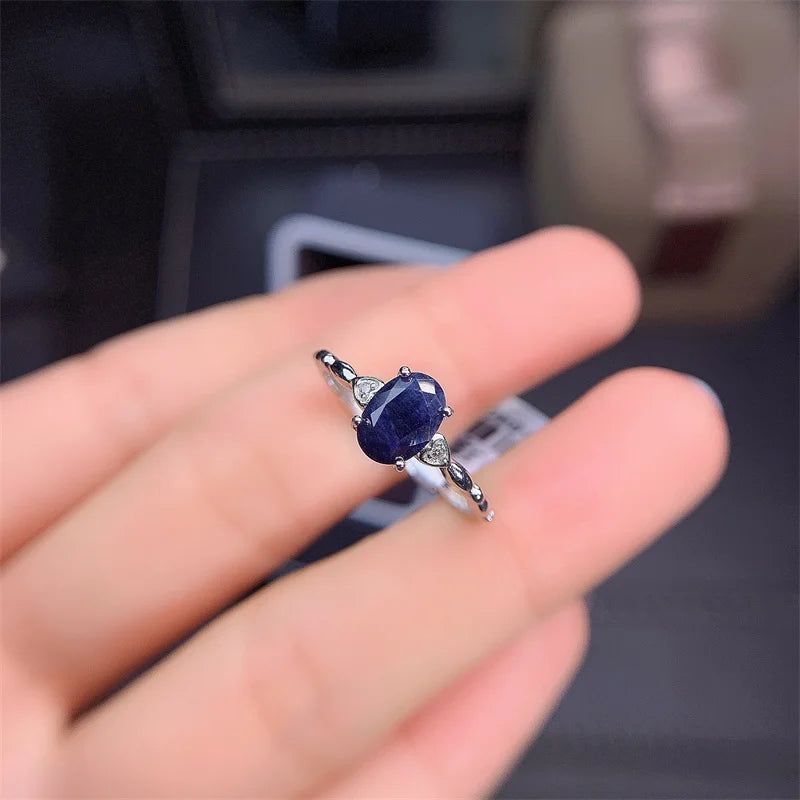 September Birthstone Fashion Rings Solid Sapphire Natural Gemstone