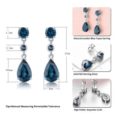 September Birthstone Solid Silver Earring Dark Blue Elegant Jewelry