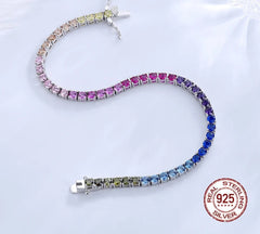 Diamond bracelet 925 Silver Rainbow Colorful Fine Jewelry