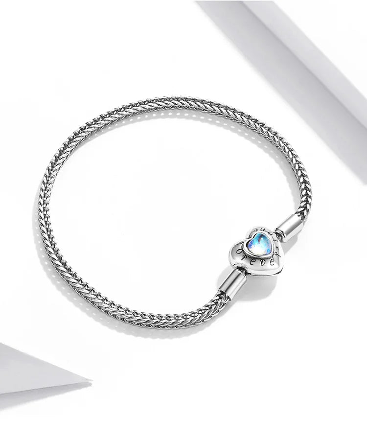 Personalized Heart Bracelet Moon stone Sterling Silver 925 Charm
