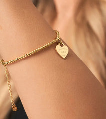 Personalized Heart Bracelet Gold Heart Pendant