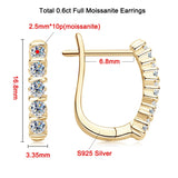 Moissanite Hoop Earring 925 Sterling Silver 18K Gold Plated Jewelry