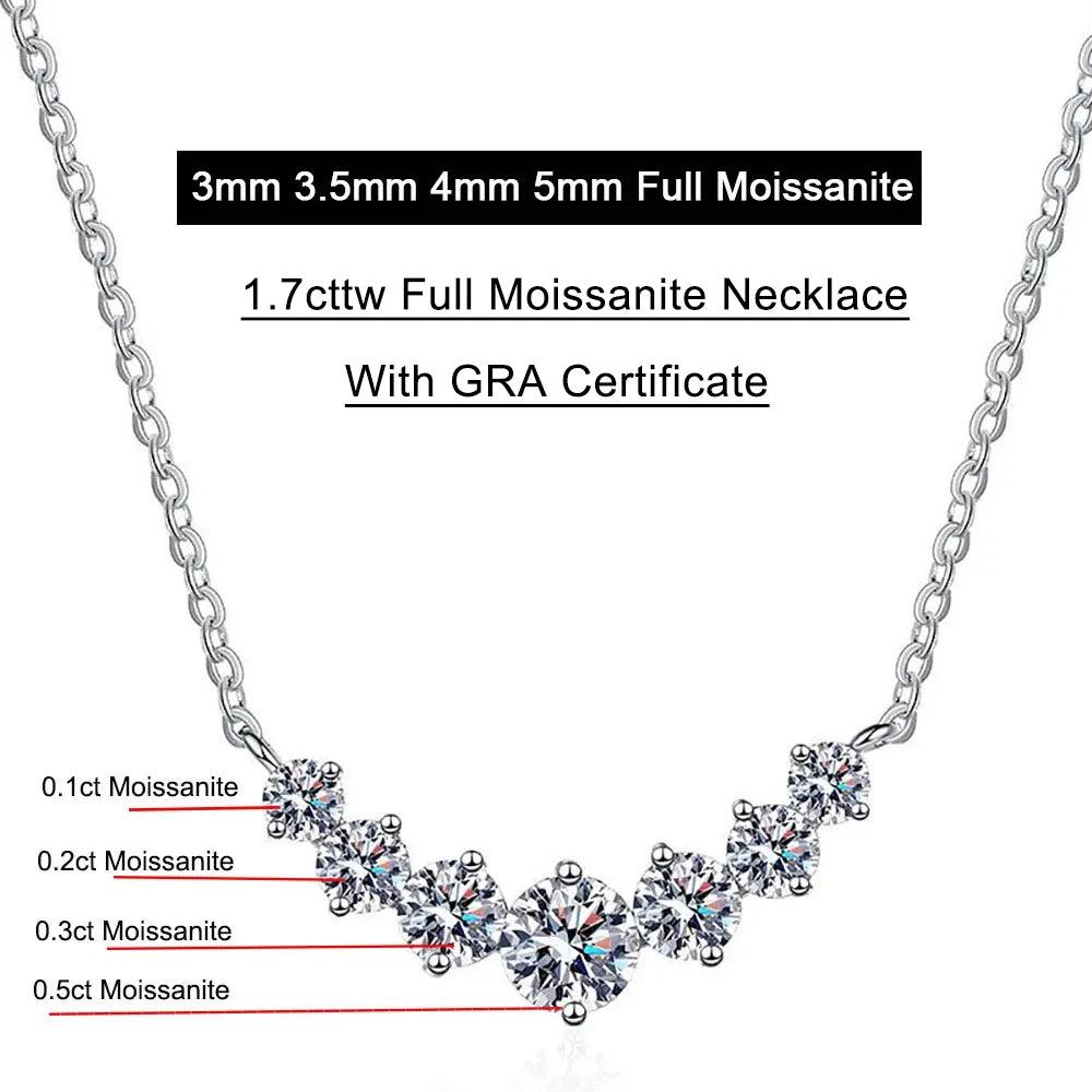 Color Full Moissanite Necklace Fine Jewelry S925 Silver Plated 18k 1.7cttw Necklace