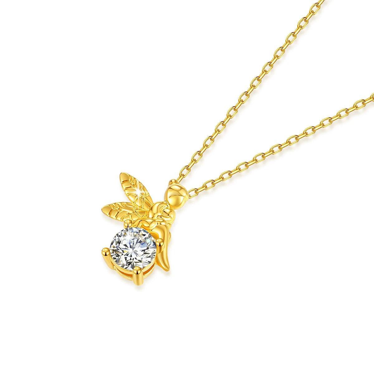 Gold Necklace 18K Women 6.5mm 1.0ct Moissanite Pendant With Jewelry High