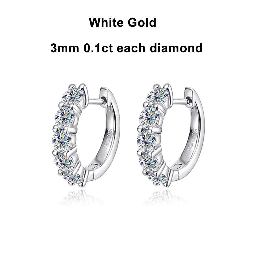 Moissanite Earrings D Color Loop 925 Sterling Sliver Plated