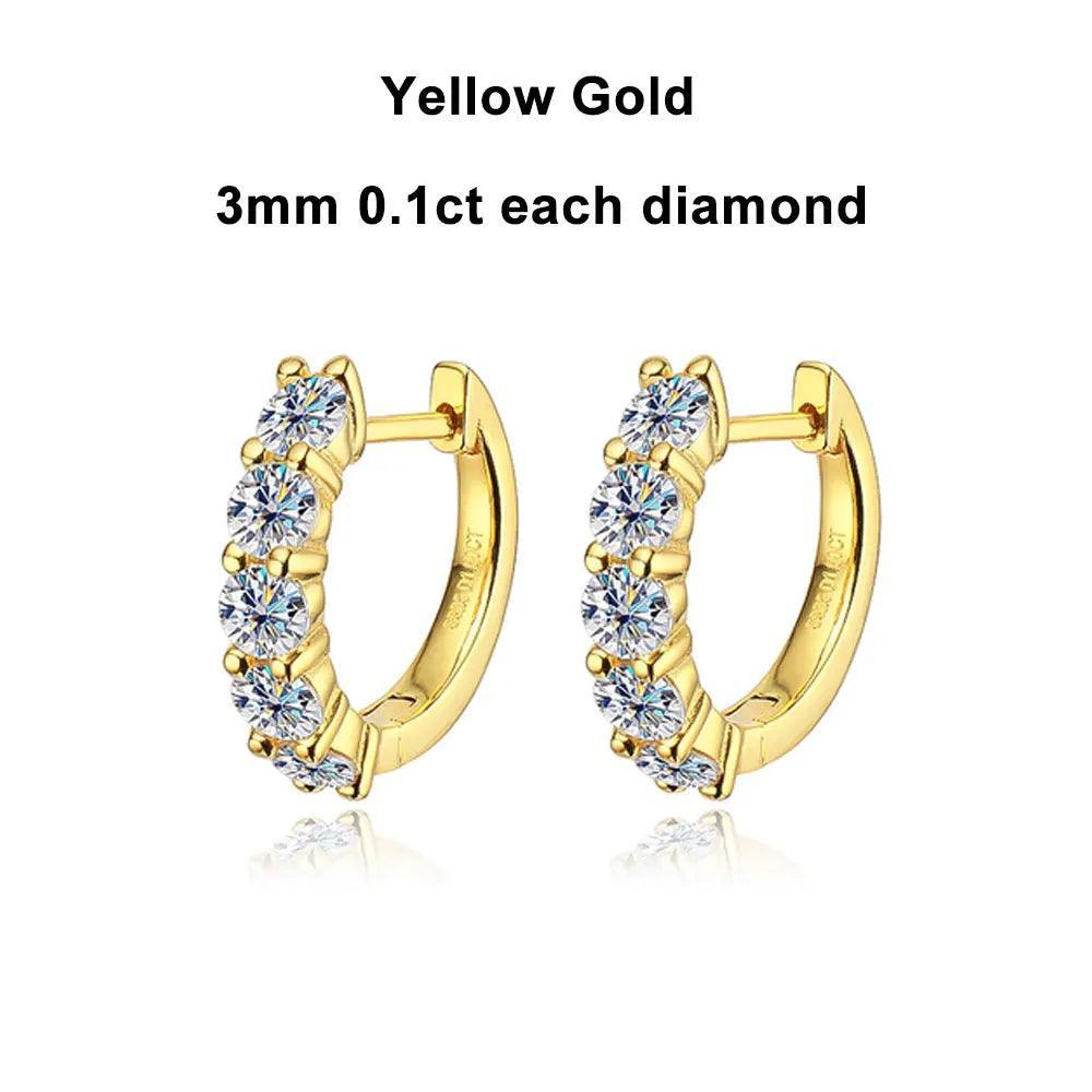 Moissanite Earrings D Color Loop 925 Sterling Sliver Plated