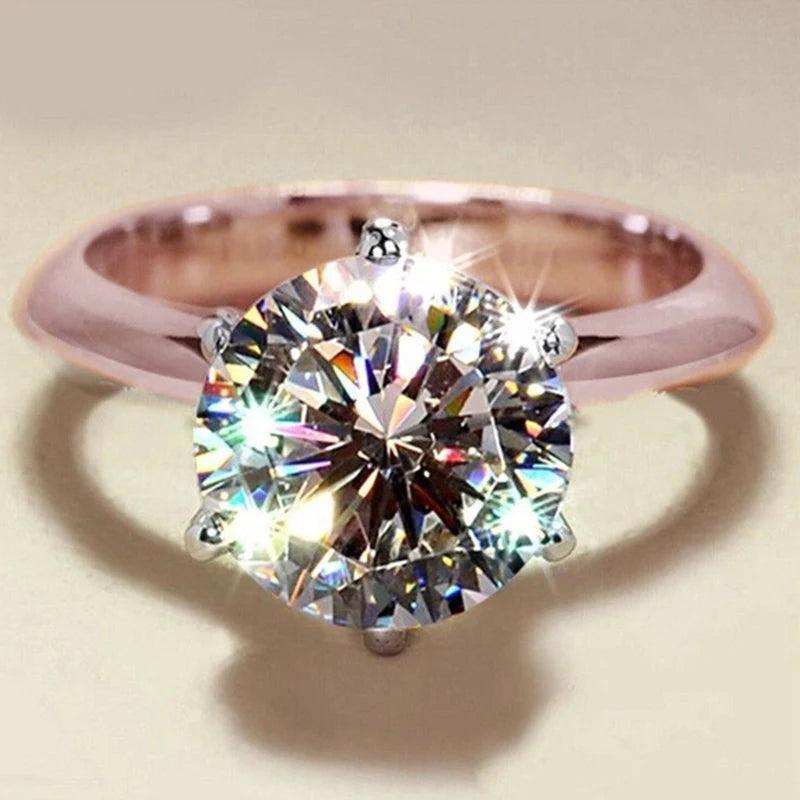 Moissanite rings Solitaire for women 14k Rose