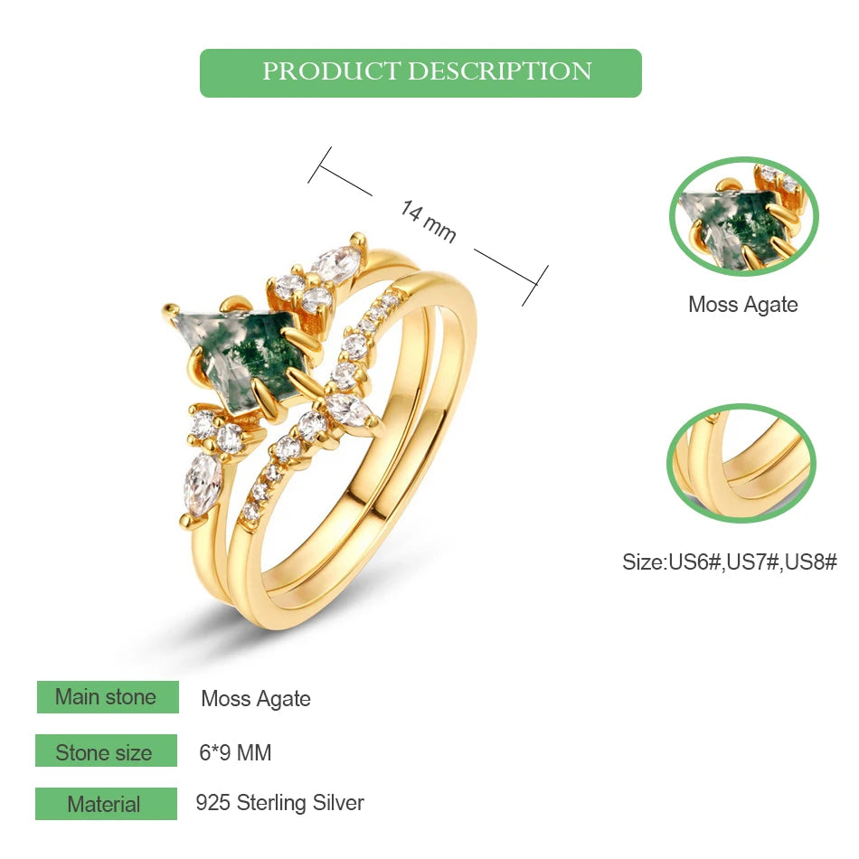 August Birthstone Natural Agate Ring For Woman Gold Plated Jewelry