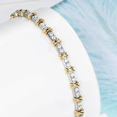 Diamond Bracelets High S925 Silver Row of Two tone Chain Jewelry