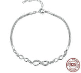 Sterling Silver 925 Love Chain Link Zircon Bracelet Luxury Jewelry