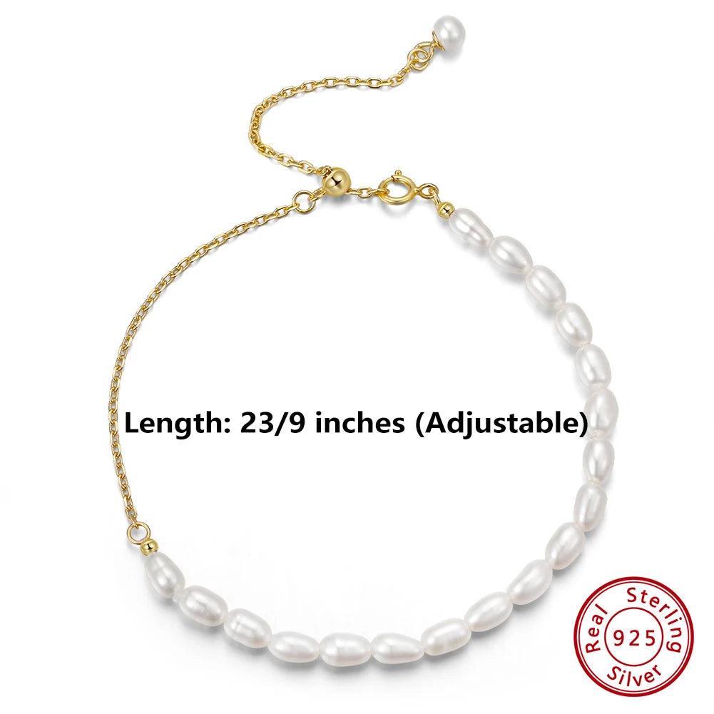 Natural Baroque Sterling Silver 925 Pearl Bracelet 14K Gold Jewelry