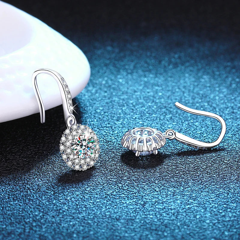 Drop Diamond Earring High Grade Engagement 925 Sterling Silver Part