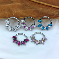 Nose Rings Multicolor Marquise Titanium with Clicker Piercing Jewelry