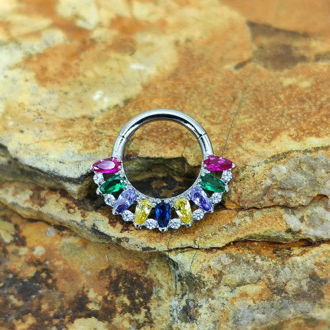 Nose Ring Titanium Drop-Shaped Colorful Segment Hoop Piercing Jewelry