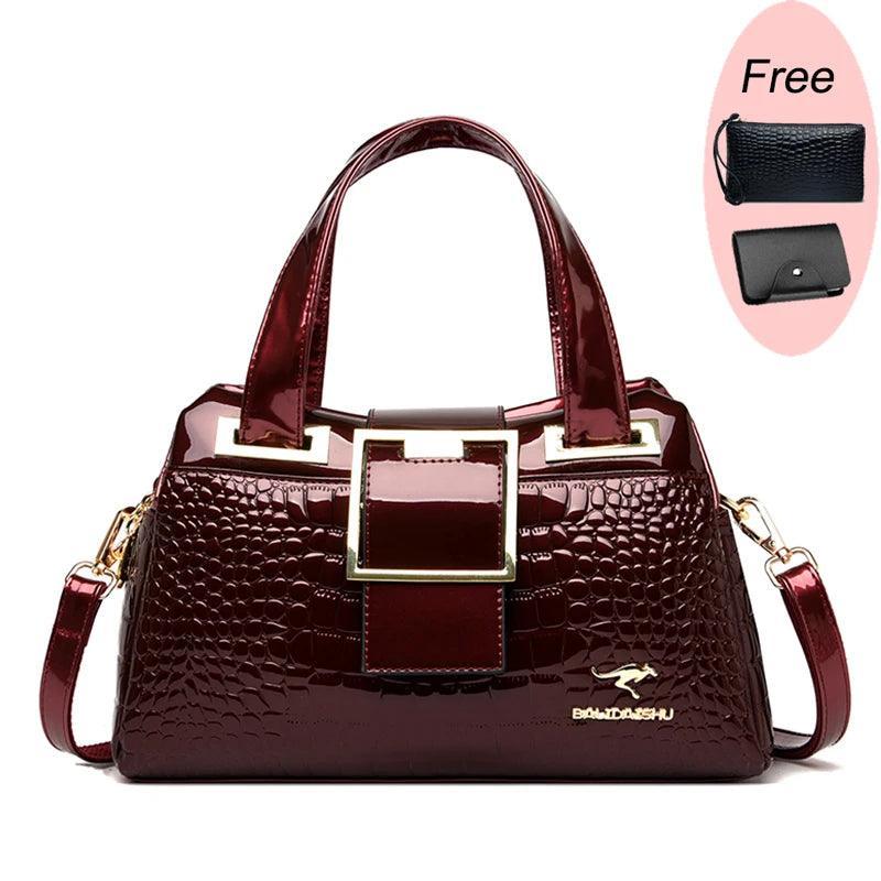 Luxury Designer Bags for Women Crocodile Pattern Leather Shoulder