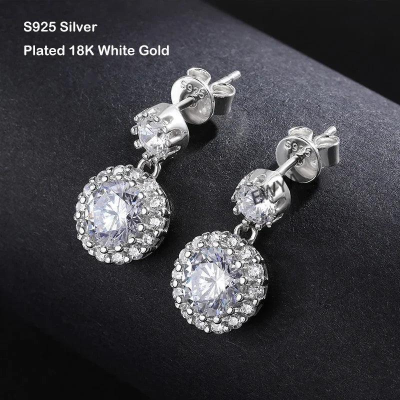 Moissanite Earrings Drop Fine Jewelry S925 Sterling Silver