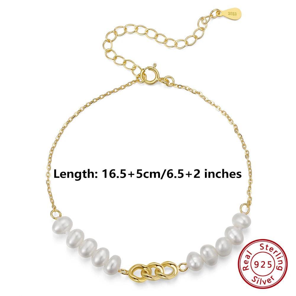 Natural Baroque Sterling Silver 925 Pearl Bracelet 14K Gold Jewelry