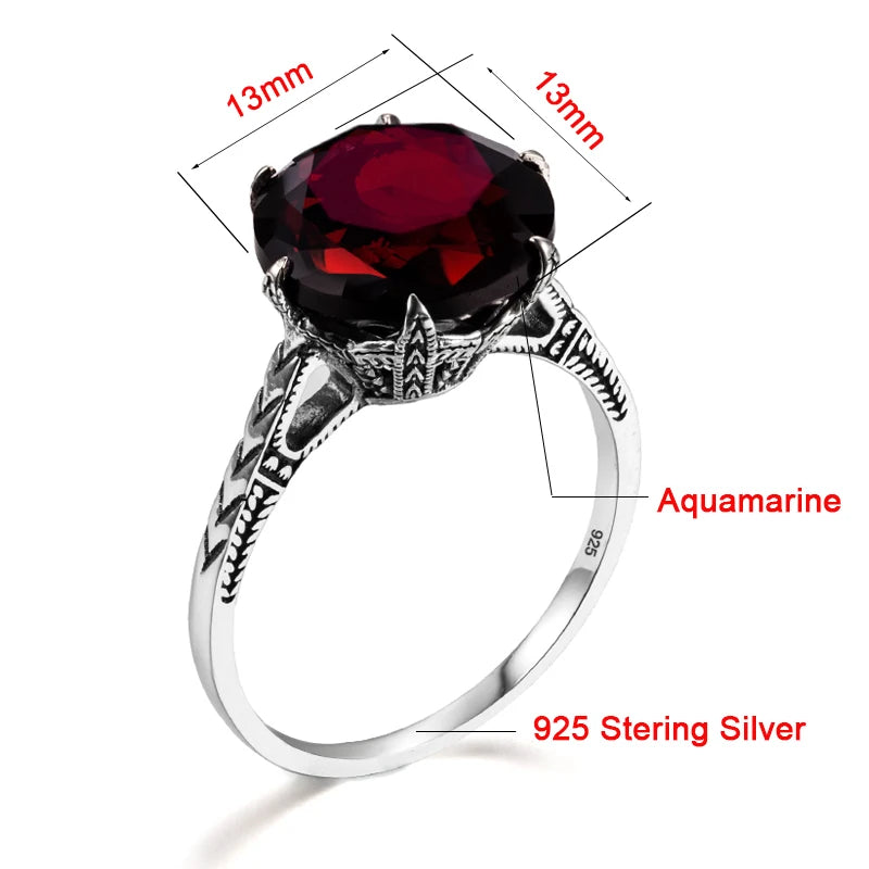 January Birthstone Dark Red Garnet Rings 925 Sterling Silver Jewelry