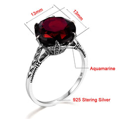 January Birthstone Dark Red Garnet Rings 925 Sterling Silver Jewelry