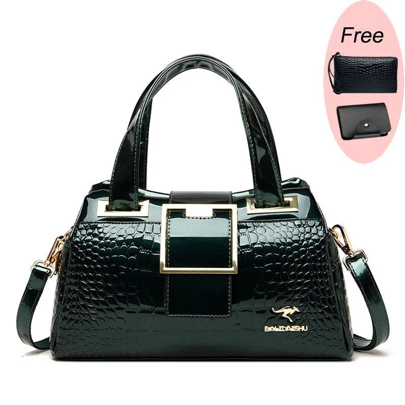 Luxury Designer Bags for Women Crocodile Pattern Leather Shoulder