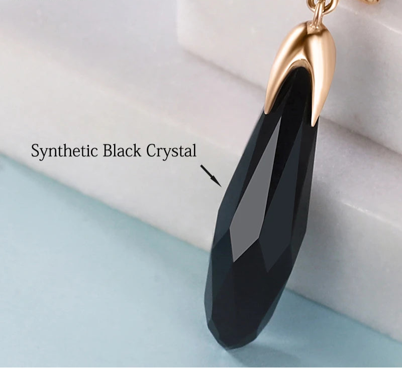 August Birthstone Black Stone Retro Hanging Earrings Jewelry