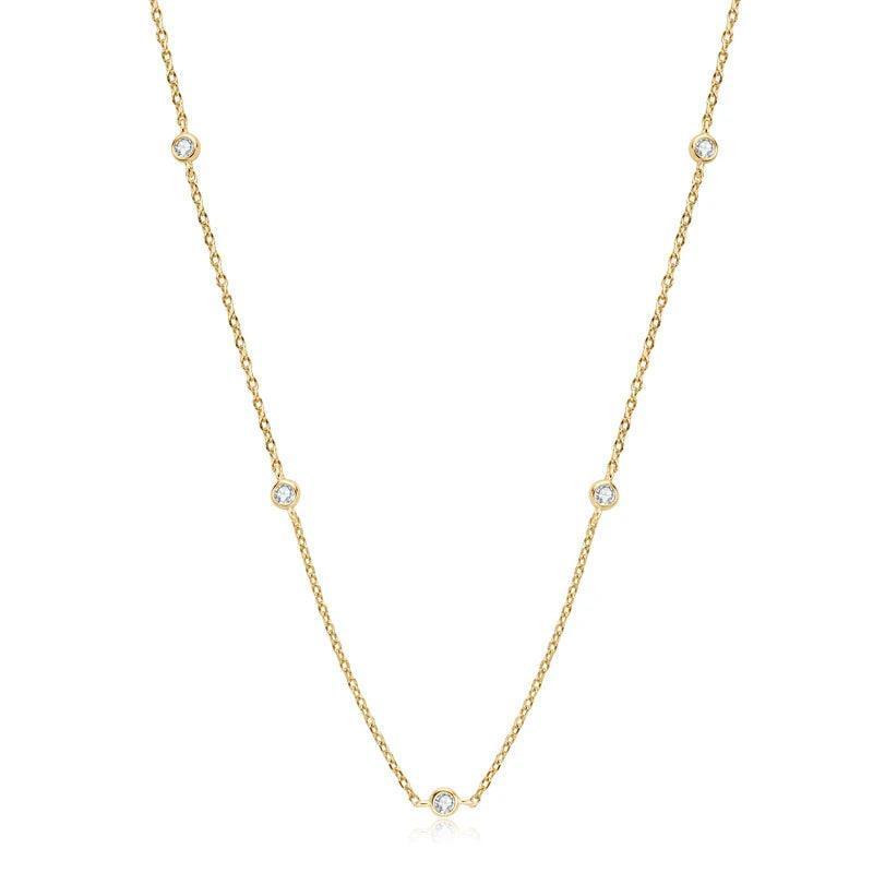 Gold necklace Choker Round 2.5mm Moissanite 14k Gold
