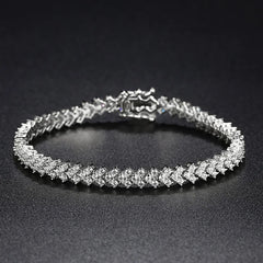 Tennis Bracelet with Solid Diamonds High Quality Gold Plated Jewelry