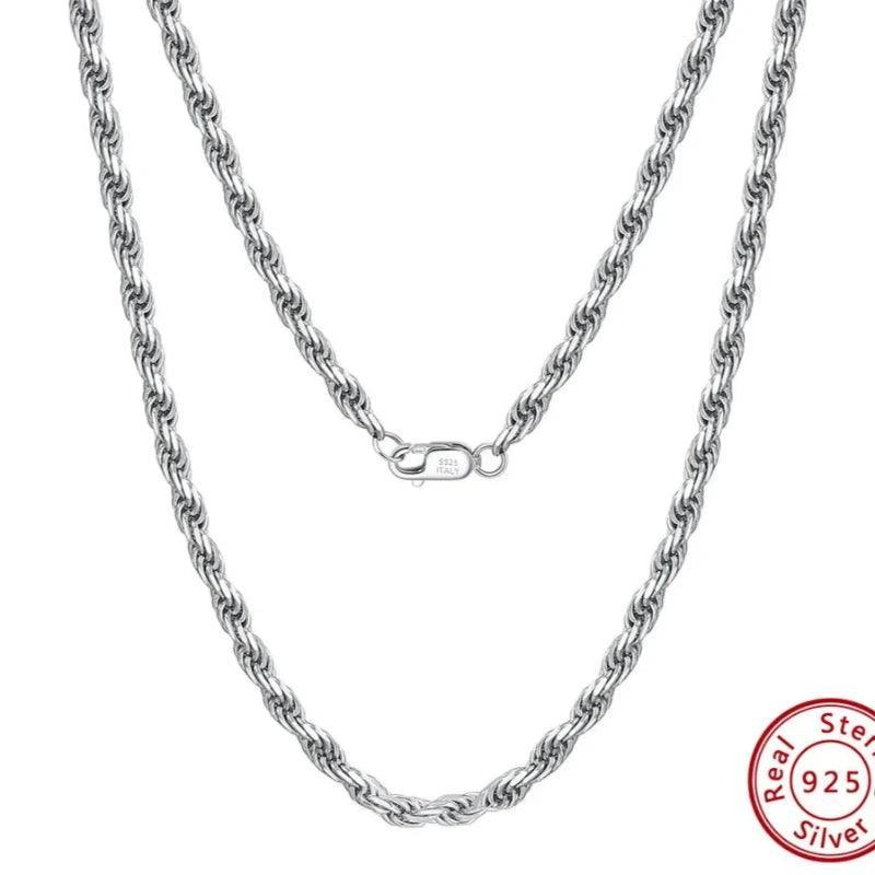 Silver necklace Genuine Italian Rope Chain
