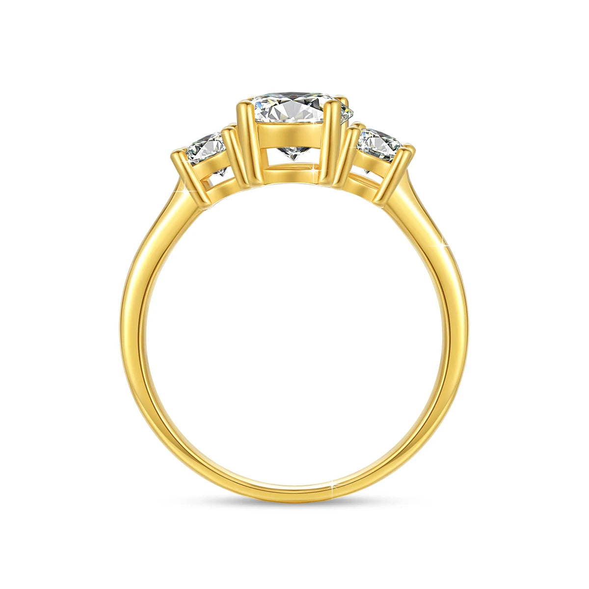 Gold Rings With 18k For Women 3 Stone Initial Luxury Jewelry