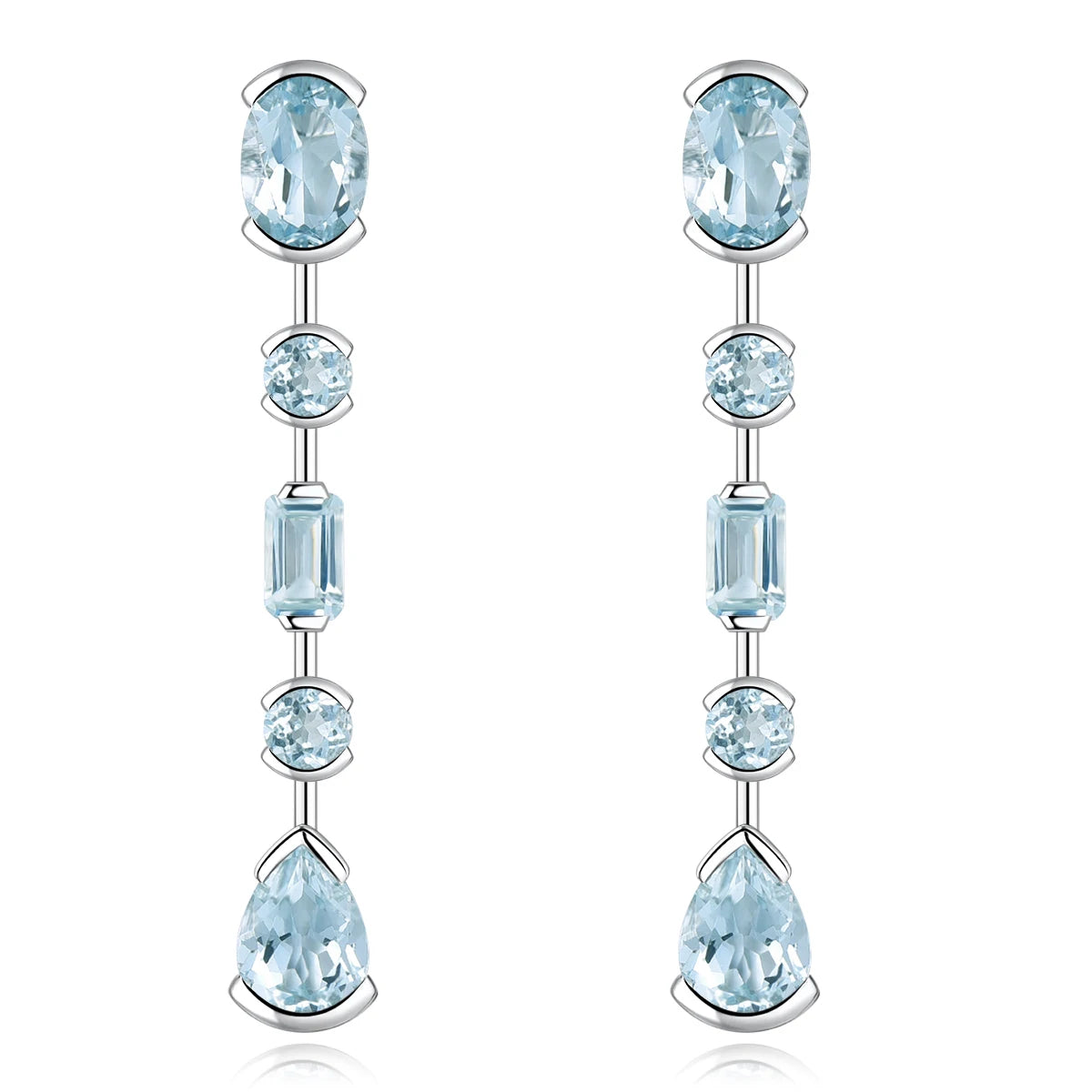 January Birthstone Natural Drop Earrings Light Blue Gemstone S925