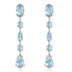 January Birthstone Natural Drop Earrings Light Blue Gemstone S925