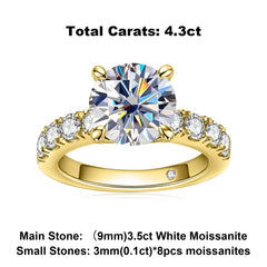 Gold Ring 18k D Color Moissanite Plated 925 Sterling Silver Band