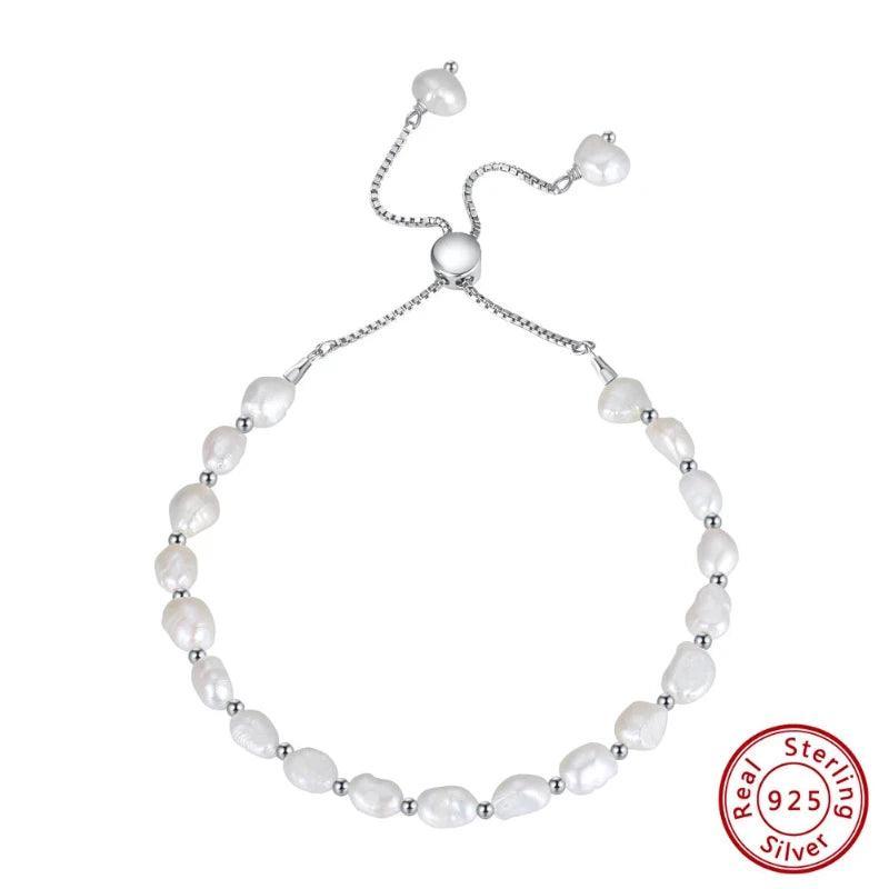 Charm Bracelets Natural Baroque Sterling Silver 925 Pearl Jewelry