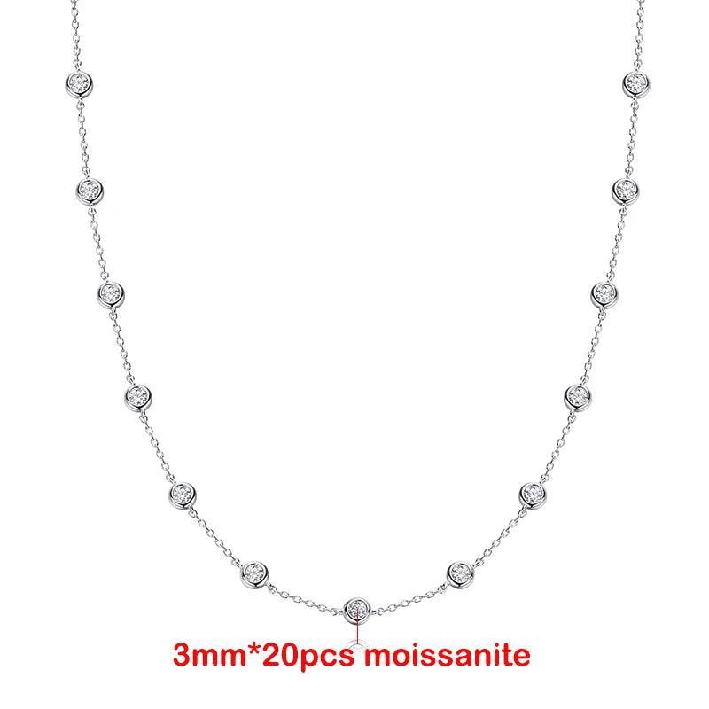 Moissanite Necklace for Women Classic Bubble Clavicular Chain 100% S925 Sterling Silver Jewelry