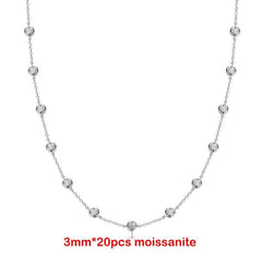 Moissanite Necklace for Women Classic Bubble Clavicular Chain 100% S925 Sterling Silver Jewelry