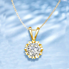 Moissanite Necklace for Women D Certificate Gold Pendant Color 6.5mm 1CT