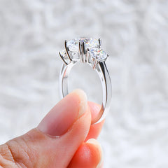 Diamond Ring Three Stone 925 Silve for Women Luxury Jewerly